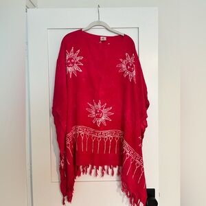 Red Sun Patterned Swim Coverup